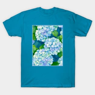 Blue Hydrangea, Hortensia flowers pattern T-Shirt